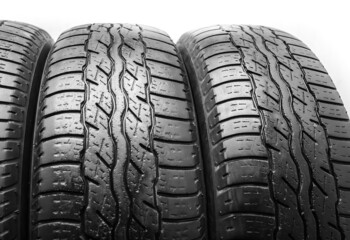 Used Car black summer tires close-up