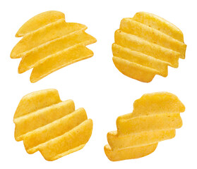 Fluted potato chips collection, isolated on white background