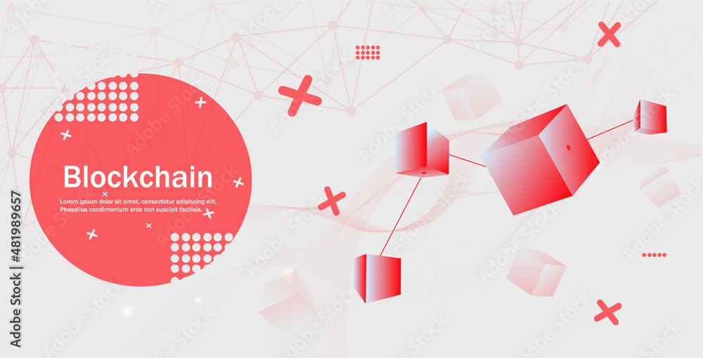 Poster blockchain. illustration of the concept of blockchain mining abstract background of digital cryptocu