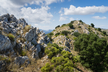 beautiful mediterranean mountain landscape and limestone rocks in Spain relaxation and hike in nature