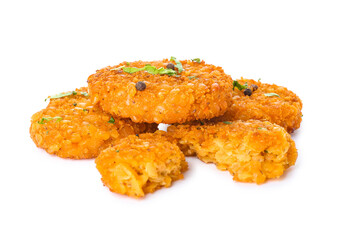Tasty lentil cutlets isolated on white