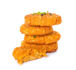 Tasty lentil cutlets isolated on white