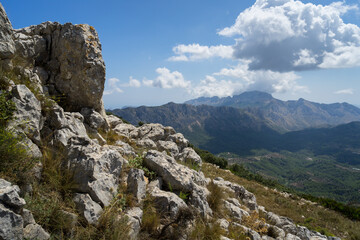 beautiful mediterranean mountain landscape and limestone rocks in Spain relaxation and hike in nature
