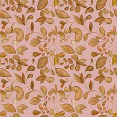 Seamless watercolor flowers pattern. Drawing by hands