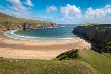Panoramic view of Silver Strand Beach in a sunny day. Malin Beg. donegal. Ireland