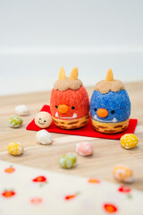 赤鬼と青鬼のかわいい節分のイメージ素材