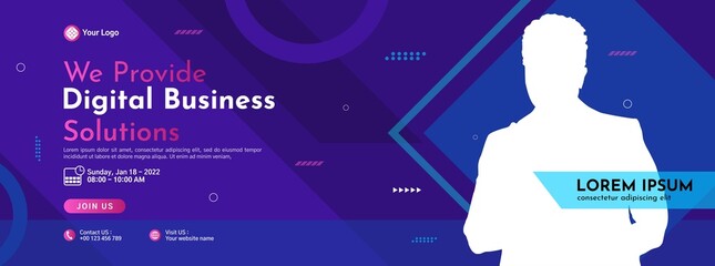 Business conference banner template design for webinar, marketing, online class program, etc