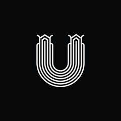 Initial letter U or alphabet U. Simple outline vector logo design. Simple outline logo