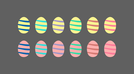 Set of colorful easter eggs. Different patterns and colors, Vector