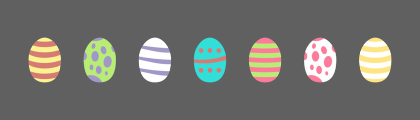 Set of colorful easter eggs. Different patterns and colors, Vector