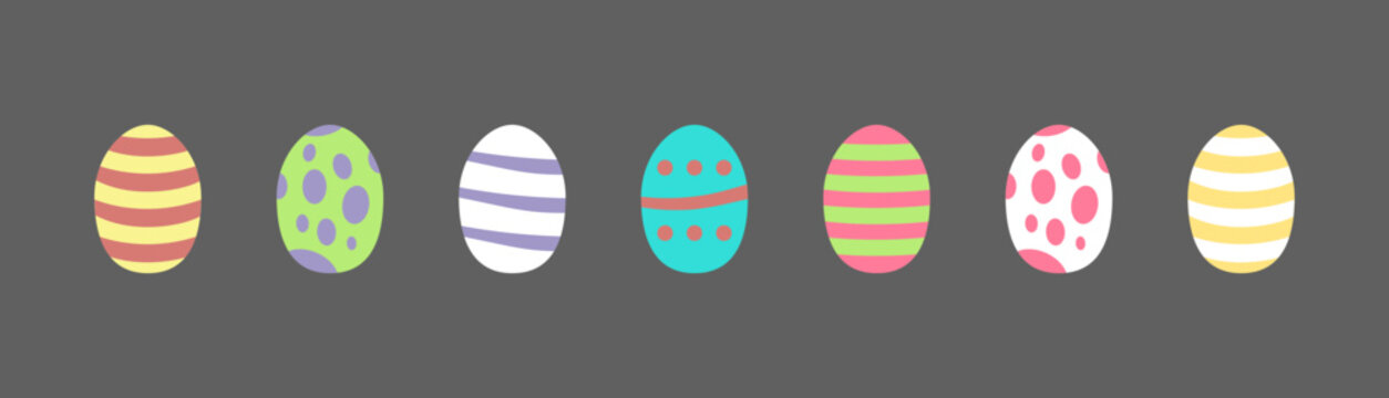 Set of colorful easter eggs. Different patterns and colors, Vector