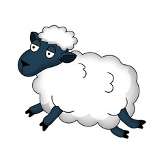 Fun, happy sheep cartoon illustration