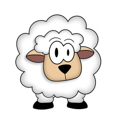 Fun, happy sheep cartoon illustration