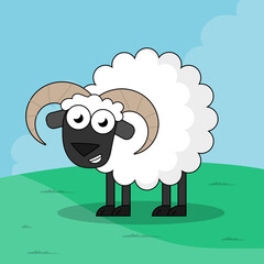 Fun, happy sheep cartoon illustration