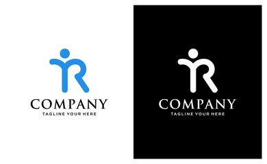 Initial Letter r and people Logo, Initial Letter Logo For Company Name, Alphabet Logo Template Ready For Use, Modern Initial Logo. on a black and white background.