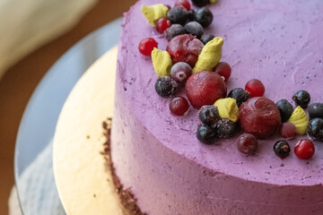 Vegan gluten free blackcurrant cake