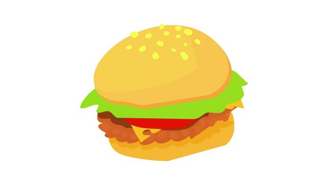 Burger icon animation best cartoon object on white background