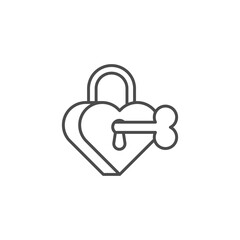 Heart lock with key line icon. linear style sign for mobile concept and web design. Heart-shaped padlock outline vector icon. Symbol, logo illustration. Vector graphics
