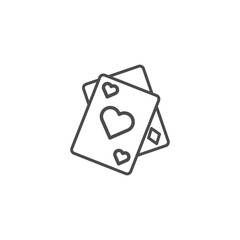 Magic trick cards line icon. linear style sign for mobile concept and web design. Magical Playing Cards outline vector icon. Symbol, logo illustration. Vector graphics