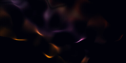 Creative abstract wave technology background with blue light digital effect particulars. 3d Render.