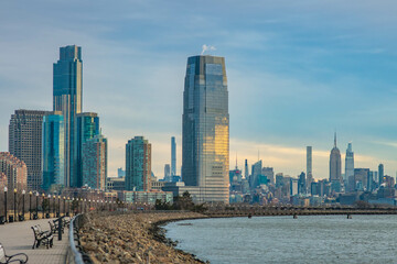 Fototapeta premium New Jersey skyline from taken from Liberty State Park.