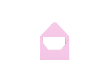 isolated pink envelope on a white background flat lay