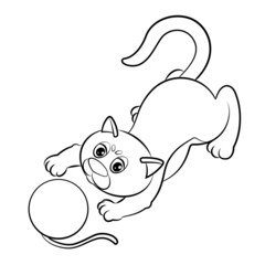 

Animals. Image of a cute cat. Black and white drawing, isolated background. Coloring book for kids.
