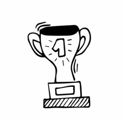 Trophy doodle icon vector. Prize illustration.