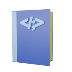 Coding Programmer book with code symbol 3d rendering