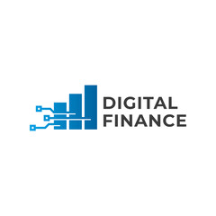 Fototapeta premium technology finance digital bar chart logo vector icon illustration
