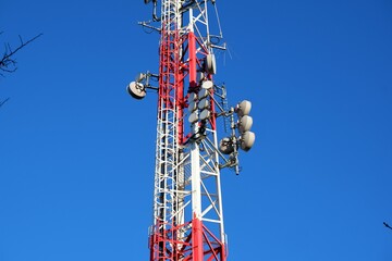 transmission tower detail in Budapest suburb, Hungary