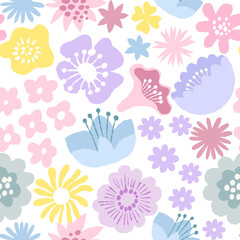 Floral seamless patterns. Vector spring summer flowers design for paper, cover, fabric - 481999653