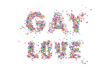 gay love word with colorful confetti lgbtqia