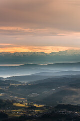 winter mountain panorama view in the alps