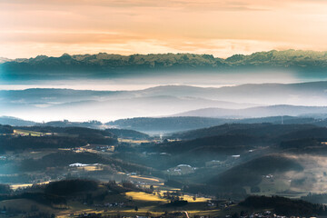 winter mountain panorama view in the alps