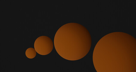 Render with minimalistic orange balloons on black