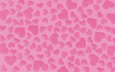Pink hearts on pink paper. Valentine's Day backround.