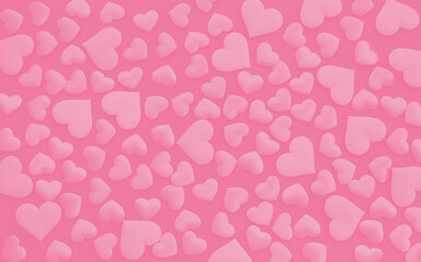 Pink hearts on pink paper. Valentine's Day backround.
