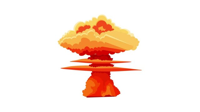 Nuclear explosion icon animation best cartoon object on white background