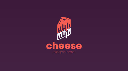 Flat Cheese Logo Design Concept Template Vector. Food Business Logo Template Vector.