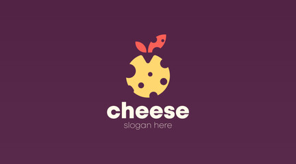 Obraz na płótnie Canvas Flat Cheese Logo Design Concept Template Vector. Food Business Logo Template Vector.