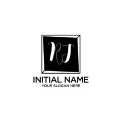 RJ monogram logo template vector	