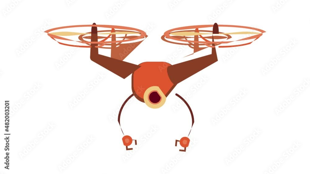 Poster flying robot icon animation best cartoon object on white background