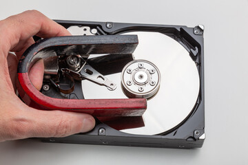 total wiping of data on the hard drive with a magnet