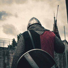 Norman knight with sword and shield