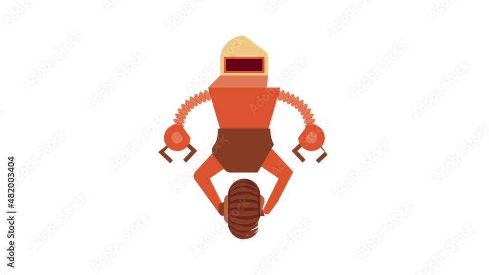Poster robot guard icon animation best cartoon object on white background