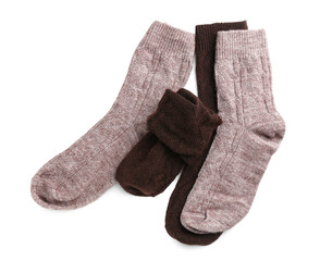 Different socks isolated on white background