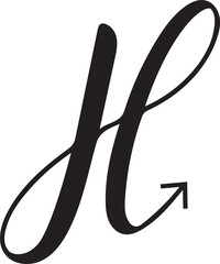 Simple Alphabet H arrow icon.