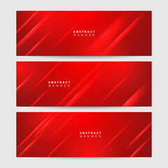 Corporate neon style red wide banner design background