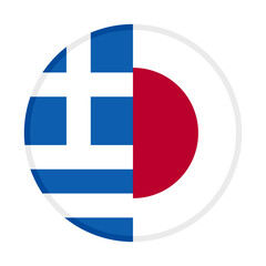 Obraz premium round icon with japan and greece flags. vector illustration isolated on white background 